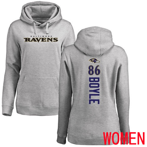 Baltimore Ravens Ash Women Nick Boyle Backer NFL Football #86 Pullover Hoodie Sweatshirt->baltimore ravens->NFL Jersey